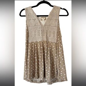 Anthropologie Gold and Silver Ardita Crochet Boho Style Tank Top